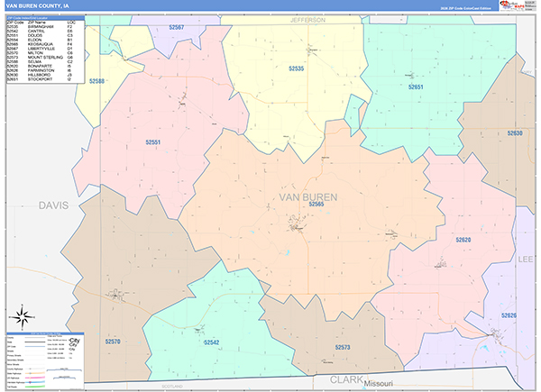 Van Buren County, IA Wall Map